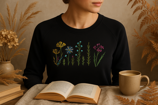 Felpa con Ricamo Floreale